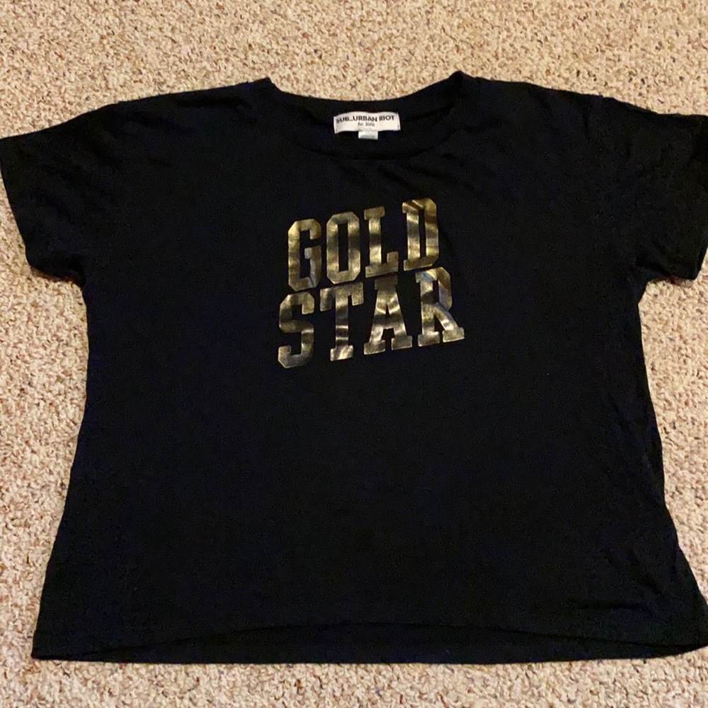 Suburban Riot GOLD STAR YOUTH SIZE CROP TEE - BLACK / XL